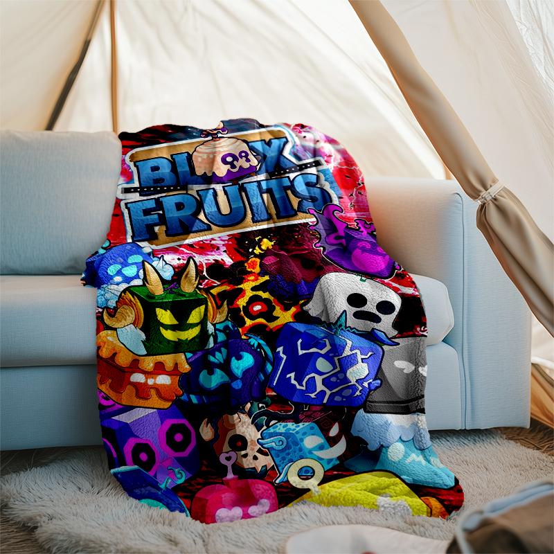 Blox Fruits Theme Printed Blanket - Perfect for Couch, Bed, Travel & Outdoor Use | Machine Washable, Cozy & Durable.