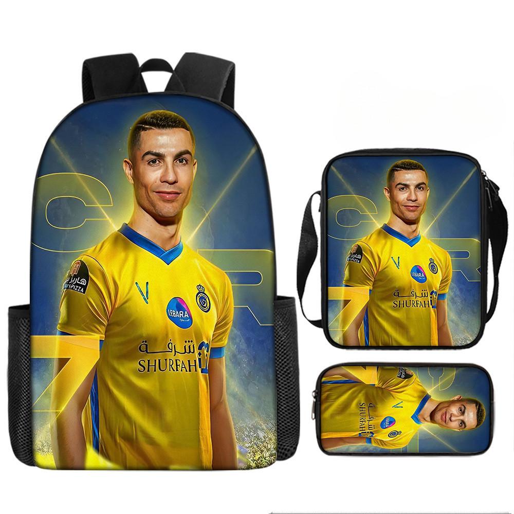 Мультяшный Месси Футбольная Печать Детский Рюкзак на Двойных Плечевых Лямках Для Использования в Школе