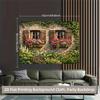 2D Vintage Ivy Wall Backdrop, Countryside Window with Flowers Party Background
