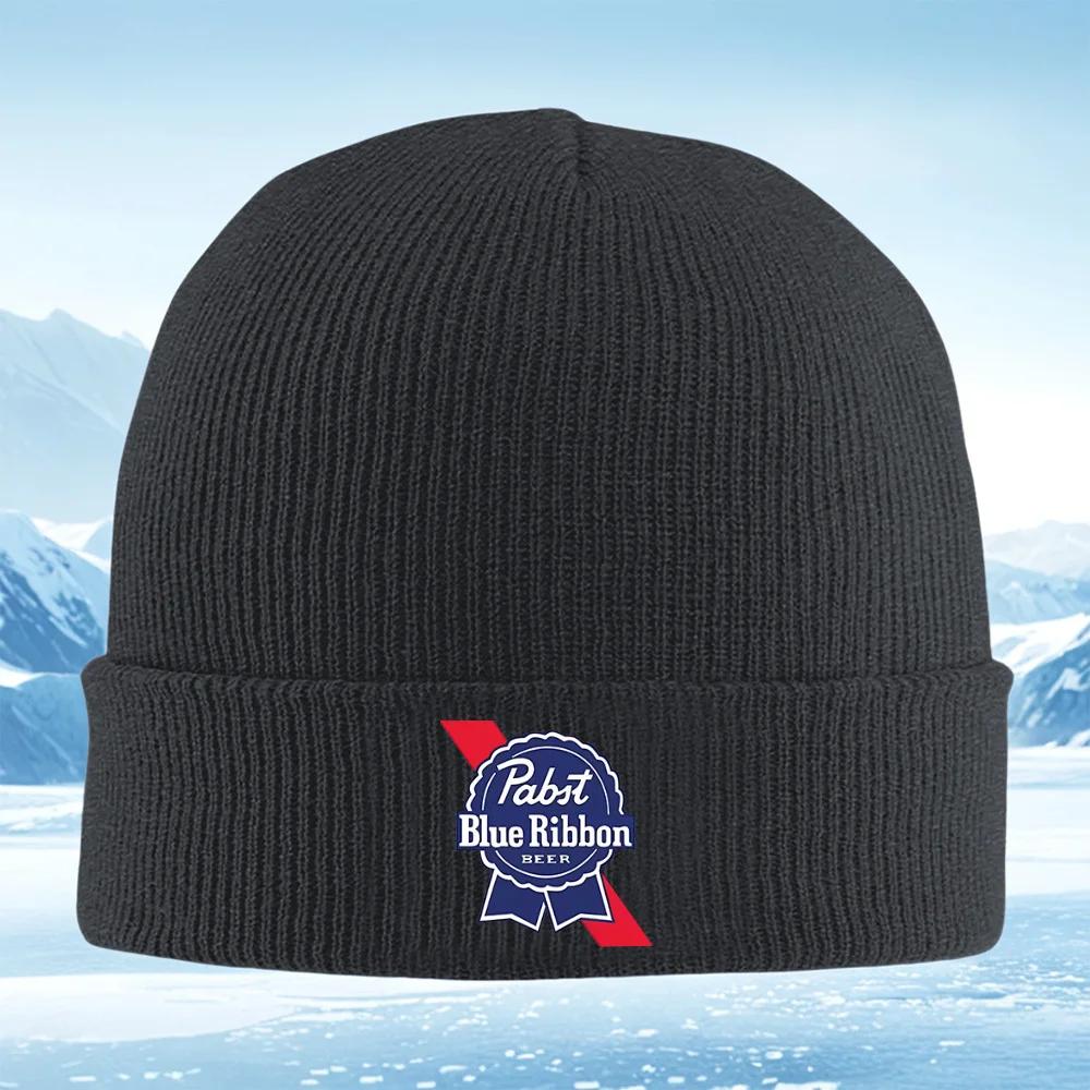 New Blue Ribbon Beer Brand Logo Design Men Women Unisex Knitted Hat Beanie Outdoor Cyclin