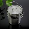 750Ml Stainless Steel Hanging Pot With Lid Outdoor Picnic Portable Foldable Handle Camping Water Cup Tea Pot Coffee Mug