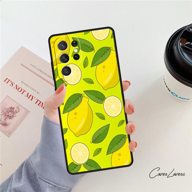 Летний чехол для телефона с лимонами и листьями Для Samsung Galaxy S24 S25 S23 S22 Ultra Note 10 20 Plus S20 S21 FE Чехол