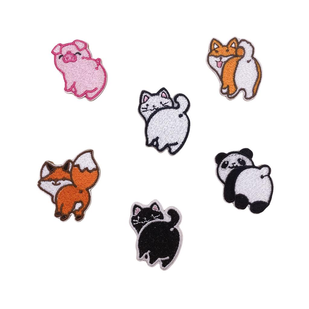 Cute Cartoon Turning Animal Embroidered Patches Creative Self-Adhesive Appliques DIY Craft Decorations