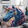 1Pc Animalswearingflowers Print Flannel Blanket, High quality Comfortable for All Seasons, Home Decor, Warmth and Comfort, Perfect for Christmas Gifts