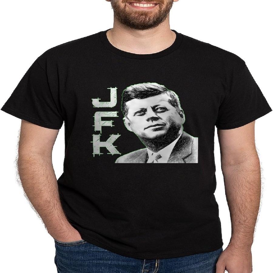 CafePress футболка с эскизом Кеннеди, темная, мужская, 100% хлопок, классическая графическая темная футболка