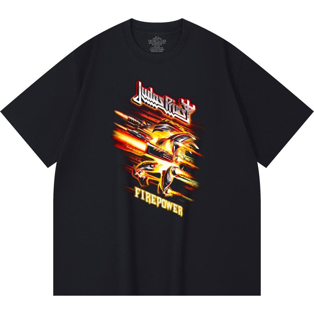 Хлопковая футболка плотностью 230 г/м² 100% Хлопок Heavy Metal Футболка с принтом рок-группы Популярная музыка Унисекс Тяжелая хлопковая футболка