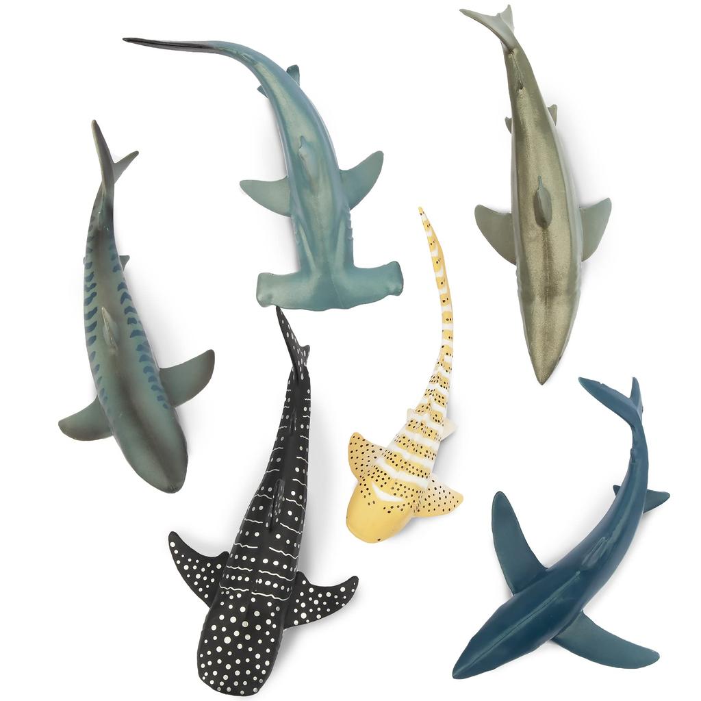 TOYMANY Набор из 6 фигурок акул, Фигурки морских животных, 12 см-14 см, Реалистичные рыбы и морские обитатели, Реалистичные модели животных, Популярные игрушки для акул