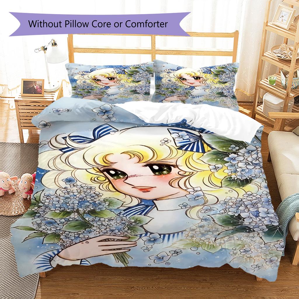 Candy Candy Pattern Bedding,Quilt Set Quilt Cover Pillowcase Home Birthday Gift (1 * duvet cover + 2 * pillowcase, without core)