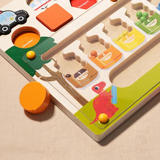 Магнитный лабиринт Деревянная настольная игра 3 в 1 Сортировка по цвету Форма Сопоставление транспортных средств Мелкая моторика