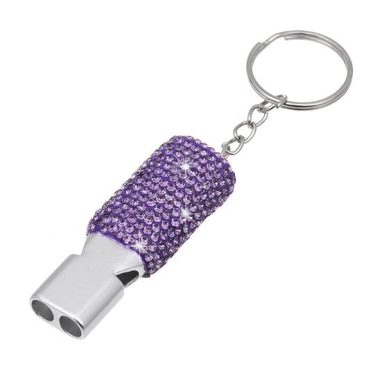 Свисток из металла и страз, с брелком для ключей, блестящий свисток с громким четким звуком для судей, тренеров, спасателей, чрезвычайных ситуаций