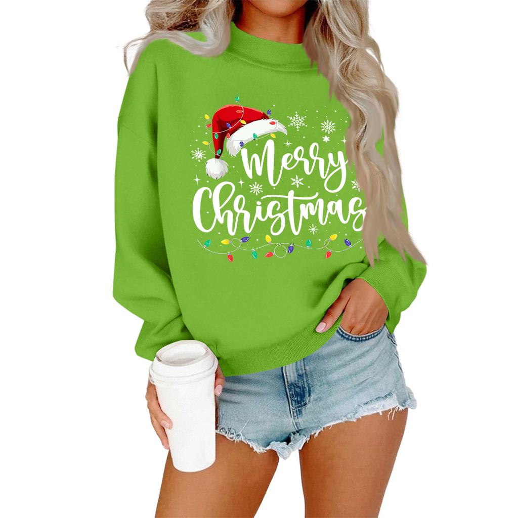 Women's Casual Fashion Round Neck Long Sleeve Christmas Printed Sweatshirt