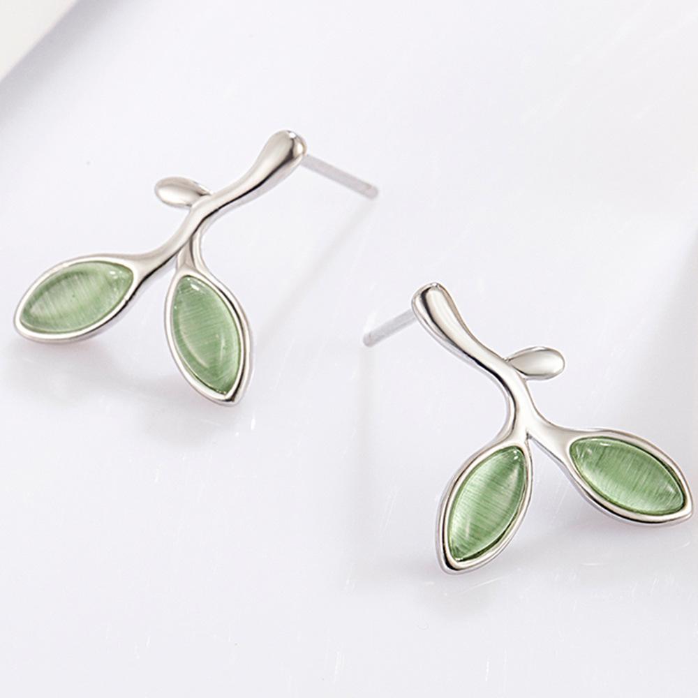 Корейский стиль свежие сладкие зеленые серьги-гвоздики в форме листа маленькие изысканные серьги-листья женские Ins стиль