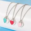 Love Necklace Female Titanium Steel Enamel Double Heart Pendant Collar Chain Blue Pink Light Luxury Simple Necklace Jewelry, the Best Gift for Friends