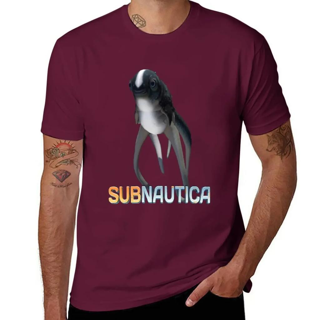 Subnautica - Футболка с Кладбищенским рыбой и логотипом, с коротким рукавом, больших размеров, мужская одежда
