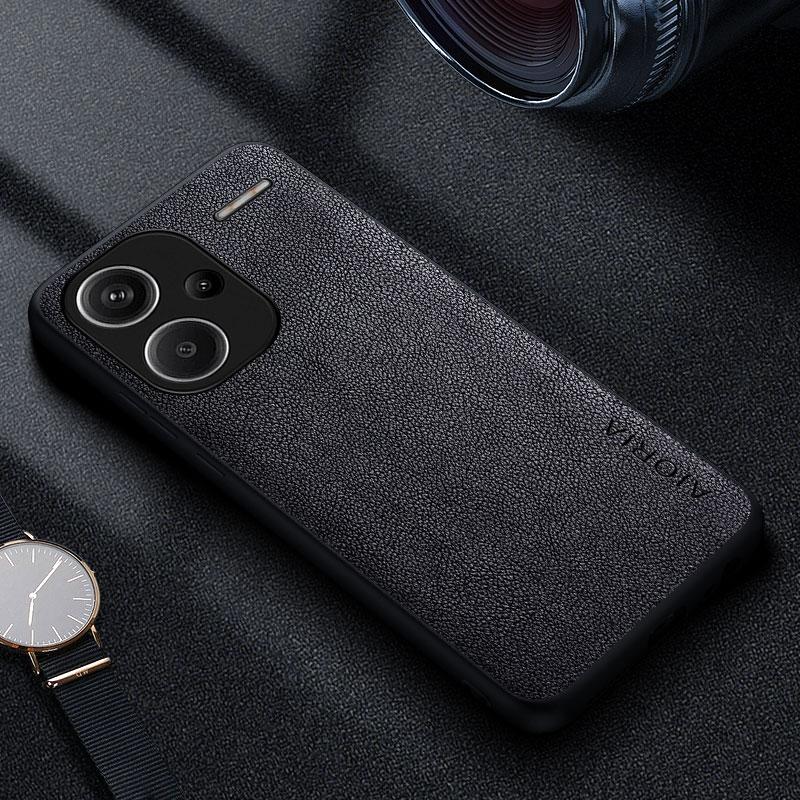 Премиальный кожаный чехол-книжка класса люкс для Xiaomi Redmi Note 13 Pro Plus 5G 4G, деловой стиль, однотонный чехол funda