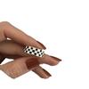 Korean Style S925 Sterling Silver Black & White Checkered Ring: Women's Retro Open Finger Hip Hop Fashion Index Finger Accessory.