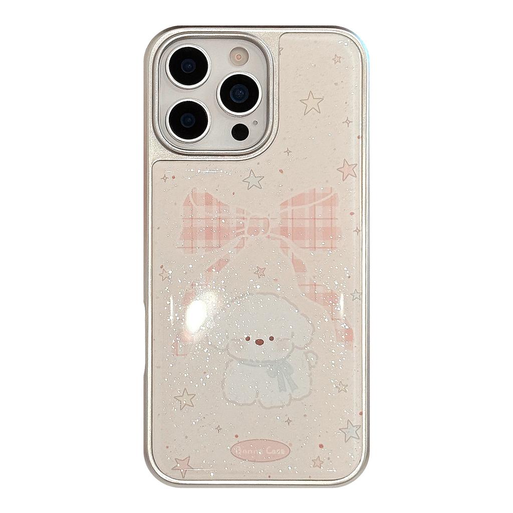 Чехол в стиле Instagram с бантом для щенка для IPhone 17, 16 Pro Max, IPhone 15, Блестки из эпоксидной смолы, Жесткий Huawei 17 мм