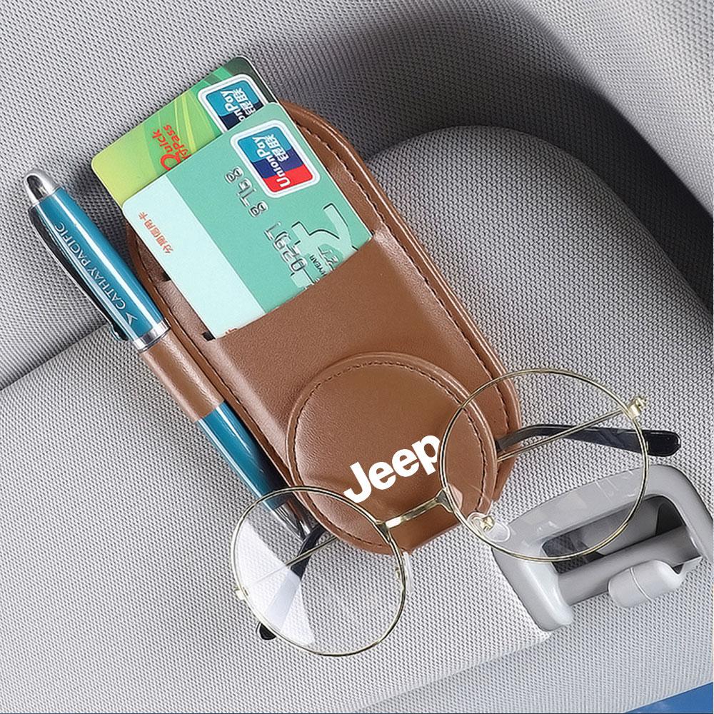 AIY5 Car Sun Visor Glasses Clip Sunglasses Organizer Key Card Holder For JEEP Wrangler Renegade Grand Cherokee Liberty JK Accessories