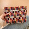 with Zipper Makeup Bag Color Plaid Key Case Portable Cosmetic Pouch  for Women Girls