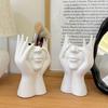 Face Shaped Makeup Brush Holder Organizer Female Form Head Half Body Cosmetic Tools Storage Cup Abstract Art Desk Pen Holder for Home Office Decor