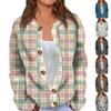 Fashion Women's Plaid Print Long Sleeve Knitted Cardigan Button Jacket