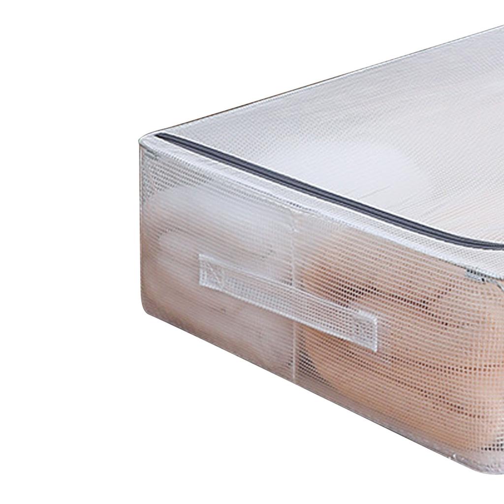 Transparent Mesh Clothes Organizer with Lid Large Capacity Moisture Proof Clothing Storage Box for