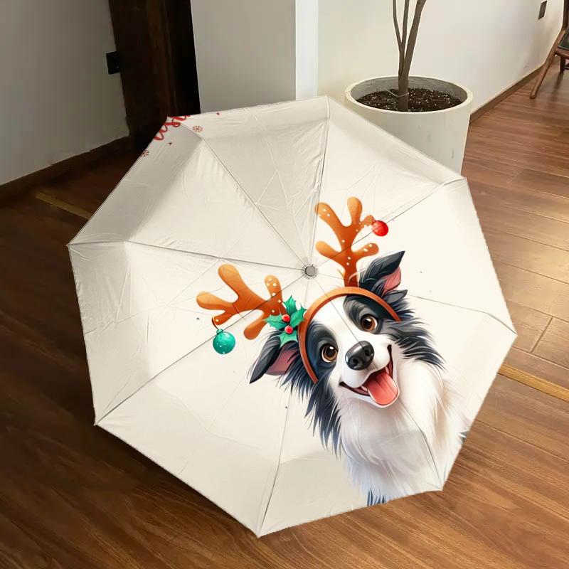 1pc Christmas Dog Antlers Umbrella with Plastic Handle,Suitable for All Seasons Home Travel Outdoor UmbrellaDD235