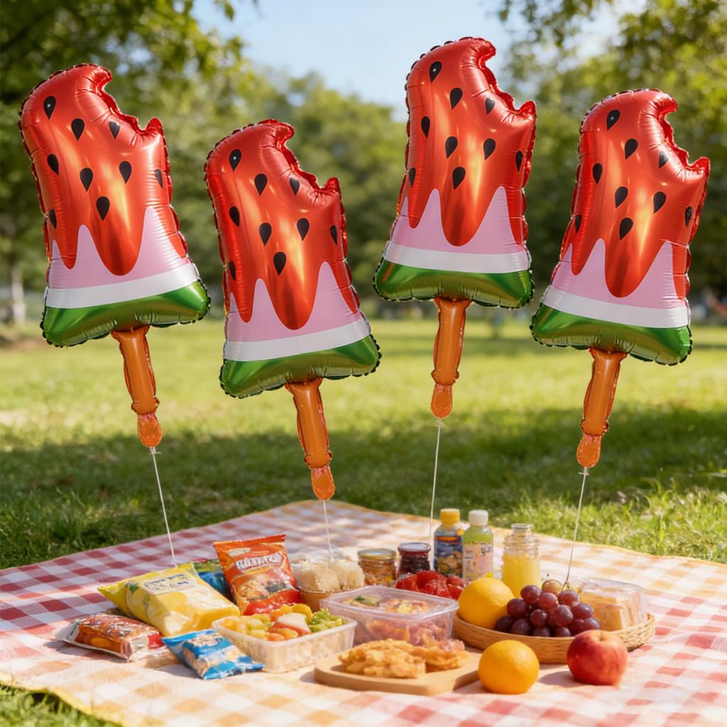 2/4pcs Summer Fruit Watermelon Ice Cream Balloon Set Hawaii Party Decoration Birthday Party Photo Props