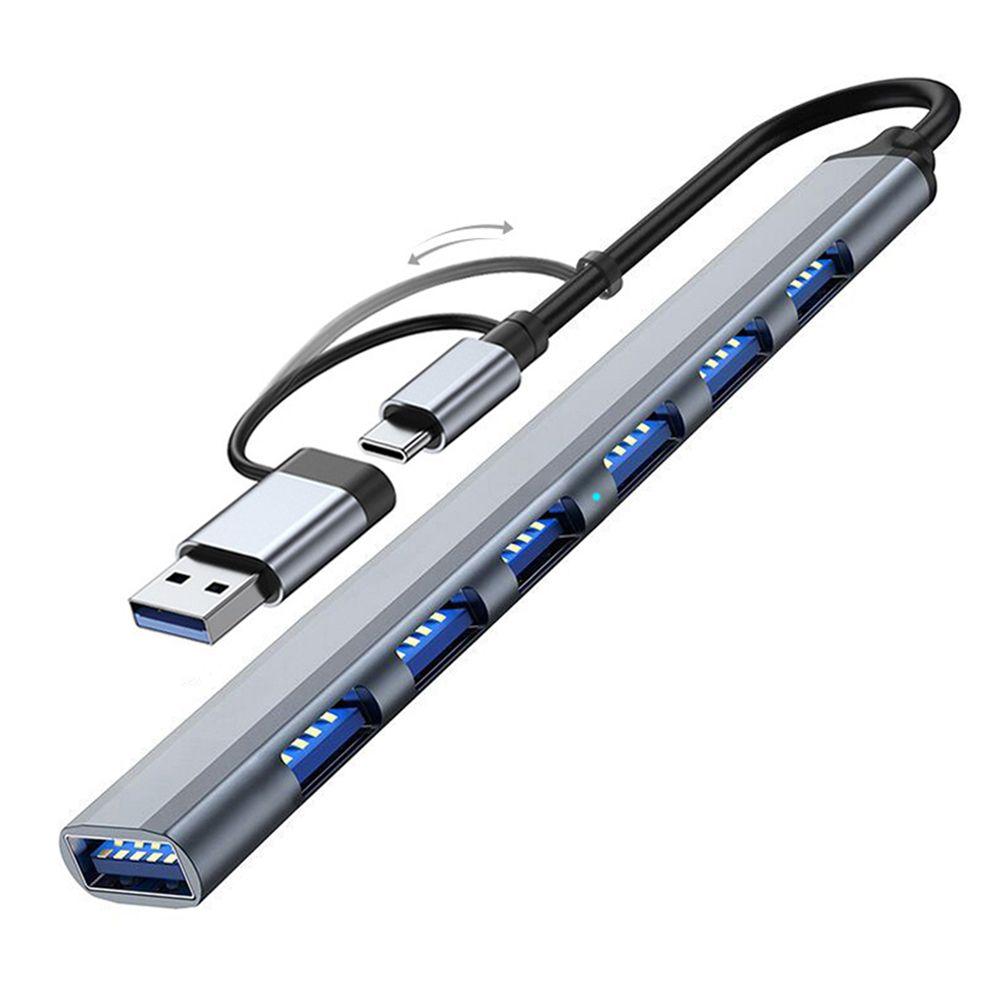 Alloy High Speed Data Transmission Splitter Type-C HUB USB 3.0 Expander 7 Ports Docking Station