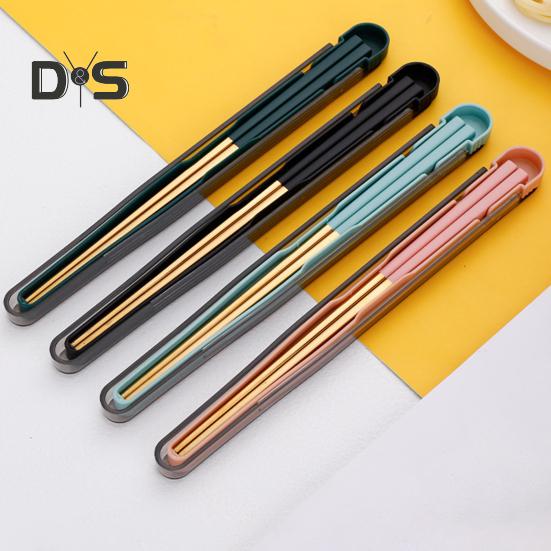 1 комплект компактных палочек для еды, нержавеющие, практичные палочки для еды, посуда со складной коробкой для хранения