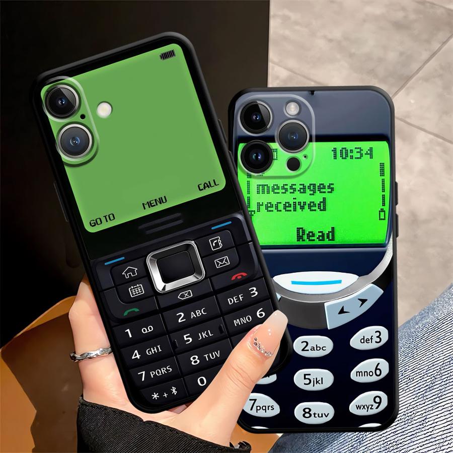 Черный Мягкий Чехол для Телефона для iPhone XR 15 16 14 Plus 13 12 11 17 Pro Max 7 8 XS Max 17Air Ретро Модель Телефона