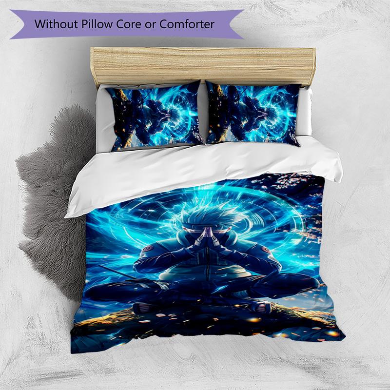 Kakashi Hatake Pattern Printed 3PCS Bedding Set, Soft Skin-Friendly Washable Duvet Cover & Pillowcases Set
