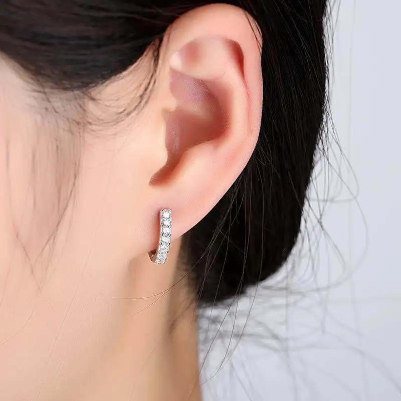 Серьги-кольца из стерлингового серебра 925 пробы, Высококачественные ювелирные изделия, Модные, С кристаллами, цирконами, Для женщин, Новый шарм