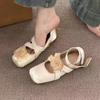 Fashion Flower Flats Women Ballet Dance Shoes Cozy Walking Shallow Square Toe Sandals Autumn 2024 Dress Designer Casual Zapatos Mujer