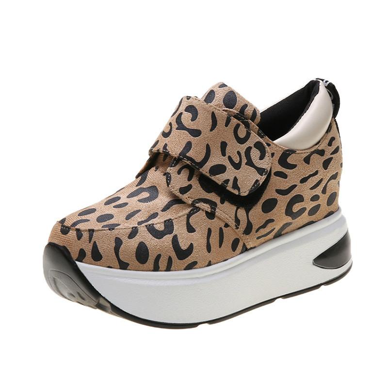 Женская мода с леопардовым принтом на толстой подошве, плоская обувь, повседневная обувь для прогулок