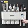 Wall-mounted Magnetic Toothbrush Holder Automatic Toothpaste Dispenser Strong Adsorption Magnetic Cup Bathroom Accessories Sets