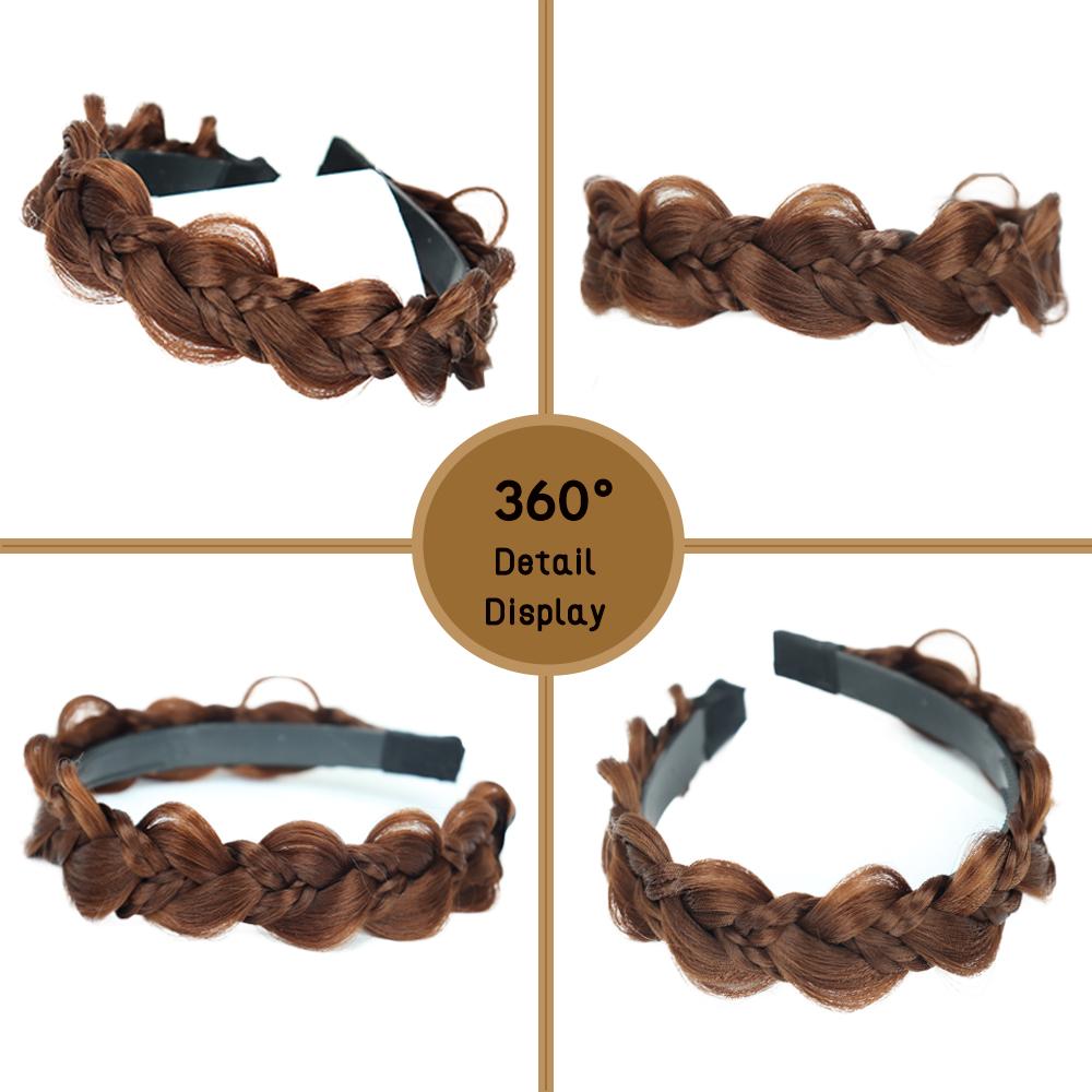 LISI HAIR 1pc Delicate Twist Braid Headband Synthetic Fishbone Braid Wig Headband Non-Slip Twist Braid Hair Hoop Hair