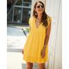 Women's Fashion Summer Spring Solid Color Print Sleeveless V-Neck High Waist Casual Dresses