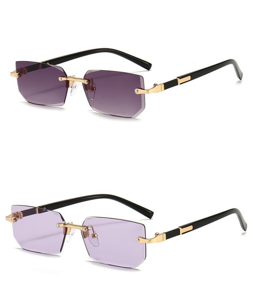 Trendy Rimless Rectangle Sunglasses Frameless Fashion Shades Punk Sunglasses Gradient Men Women UV400 Eyewear Driving