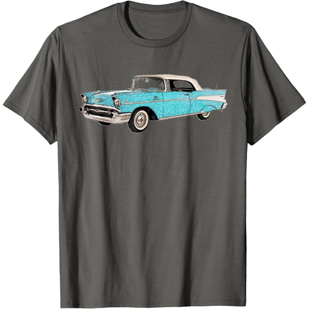 Винтаж Ретро 1957 1950-х Автомобиль Авто Рисунок Футболка Футболка