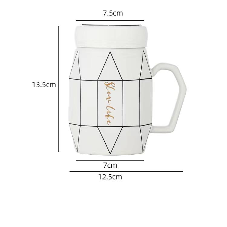 Простая кружка в скандинавском стиле, керамическая чашка для воды, зеркальная крышка, кружка, кофейная чашка, чашка для молока, большая вместительная чашка для питья