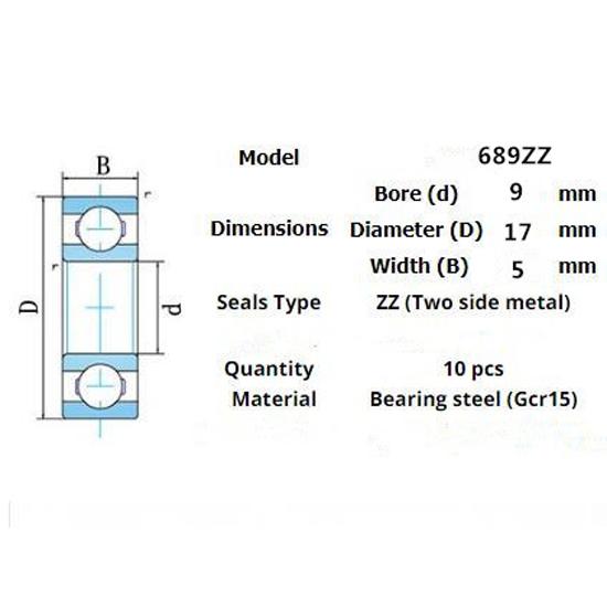 Подшипник 689ZZ 10 шт. 9*17*5 мм