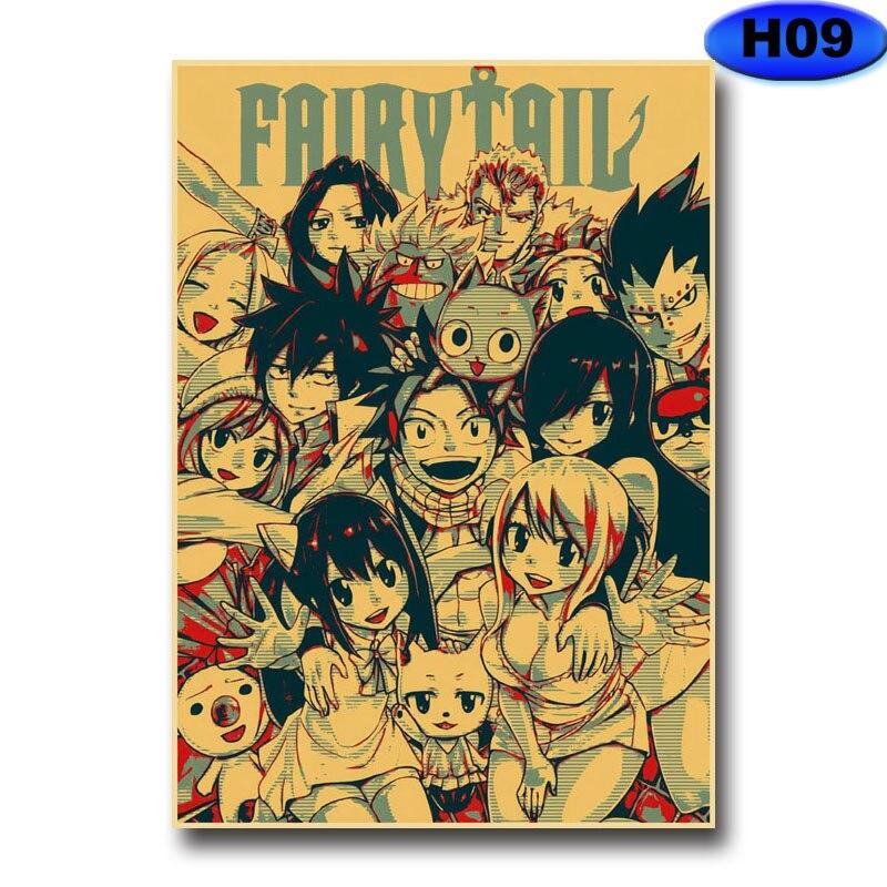 Anime Fairy Tail Posters Wall Stickers Kraft Paper Retro High Definition Poster Home Decor Living Room Bedroom Bar Decoration