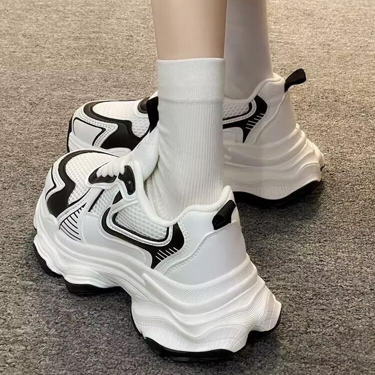 Daddy Shoes Женская весна и лето Толстая подошва Увеличить все Дышащие повседневные сетчатые кроссовки Ультра легкие