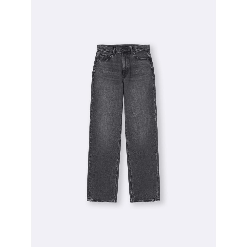 GU by Uniqlo Прямые джинсы с высокой талией+ec длиной 81,0 см 