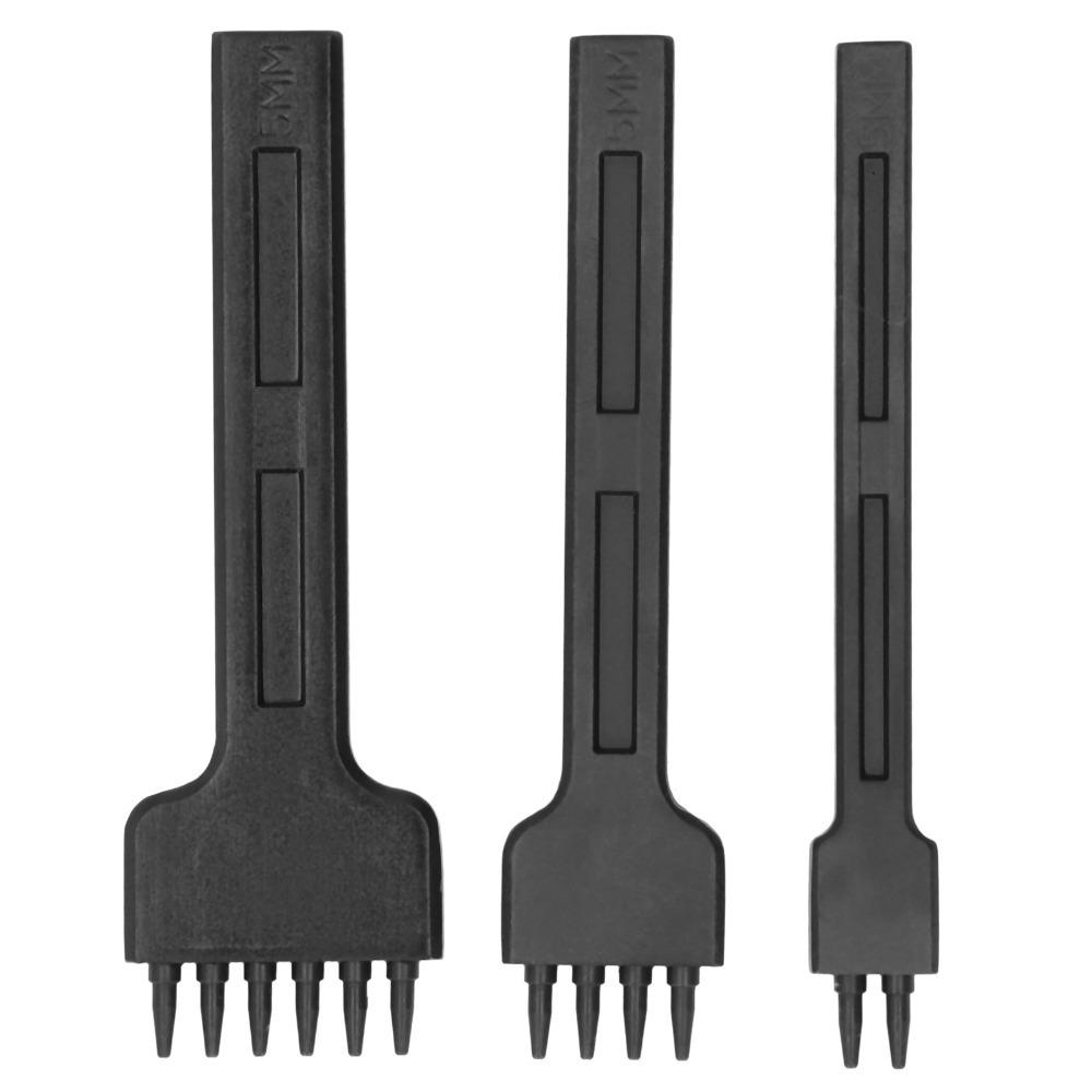 3pcs 2/4/6-prong Leather Hole Puncher 4/5/6mm Spacing Leather Craft Chisel For Handbag Making