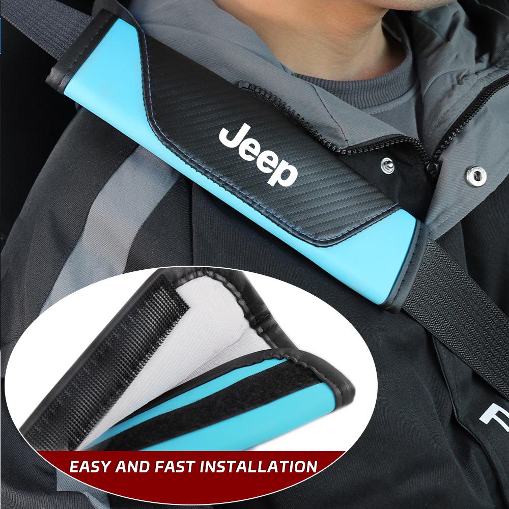 2pcs Car Seatbelt Cover Adjustable Safety Belt Shoulder Protector Pad For JEEP Grand Cherokee Wrangler Renegade JK Compass Valve LVCZN1