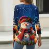 Women's Fashionable Casual Christmas Printed V-neck Three-quarter Sleeve Decorated Button Top