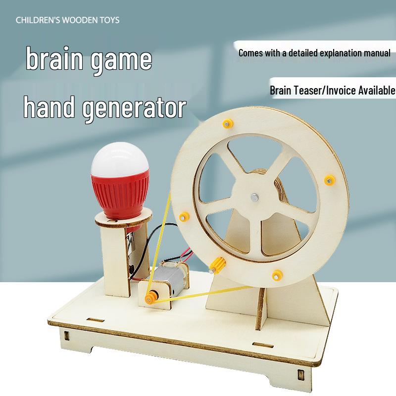 Hand-Crank Generator Science Kit for Elementary Students - Assembled Wooden Physics Teaching Aids
