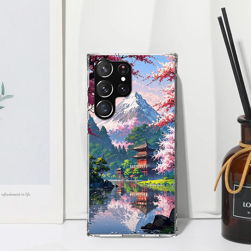 Japanese Cherry Mount Fuji Phone Case For Samsung Galaxy S26 S25 Edge S24 FE S23 S22 Ultra S21 Plus S20 + Art Fundas Back Cover